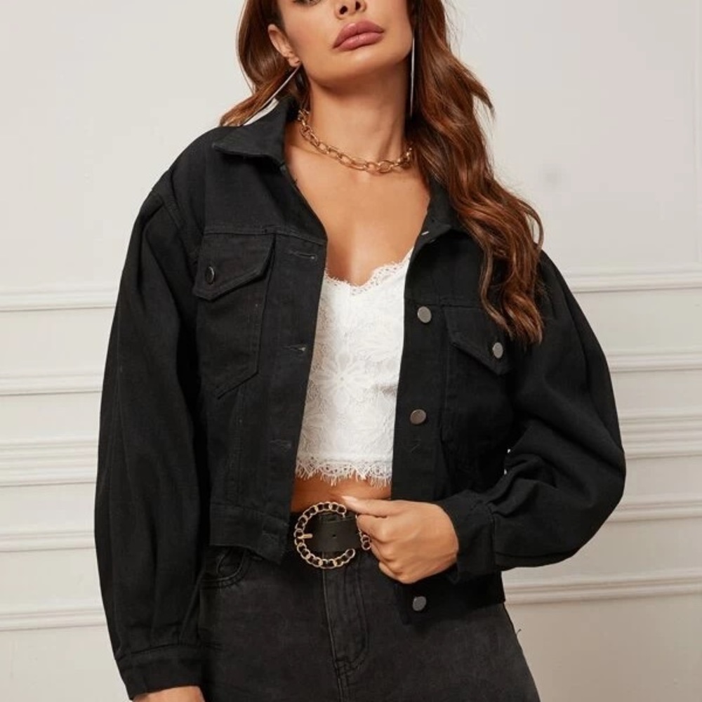 Black distressed jean jacket